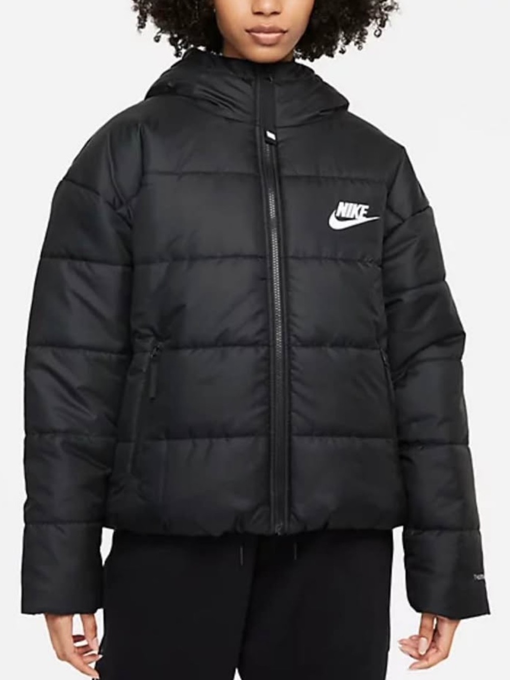 Nike Black Quilted Hooded Jacket